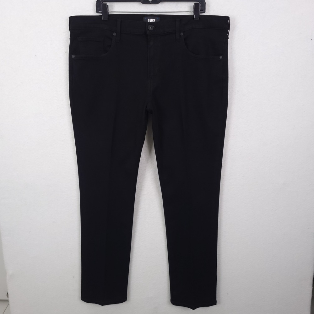Paige Federal Black Shadow Jeans Men 38x30 Fits 40x30 Straight Leg Stretch Denim